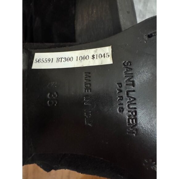 Saint Laurent YSL Lucas Women's Fringe Western Ankle Boots, Black, 36/6 - Picture 3 of 9